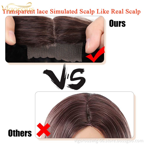 Vigorous Hot Sale Cheap Nature Lace Front Ombre Brown Long Fiber Wig Kinky Curly Wavy Synthetic Hair Wigs For Black Women